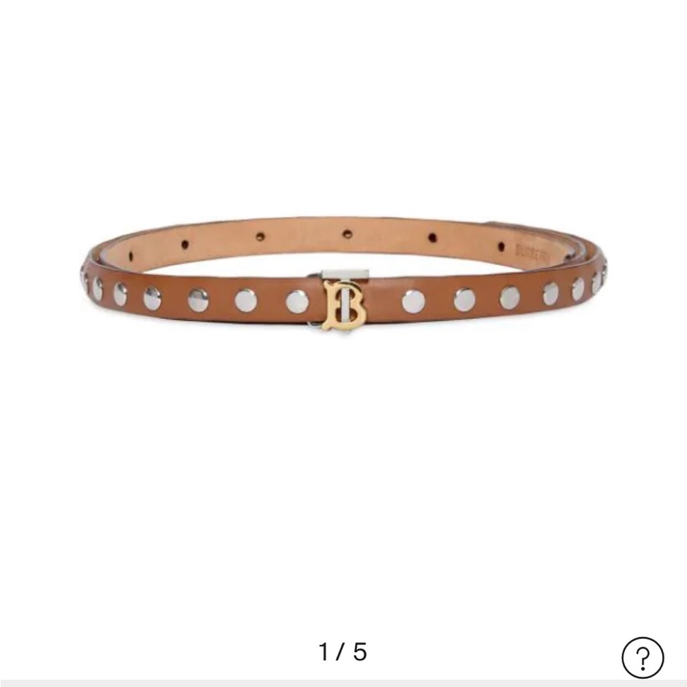 SOLD❌Burberry Monogram Motif Studded Leather Belt for Women